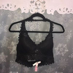 PINK Bralette: Black Lace, padded underwire